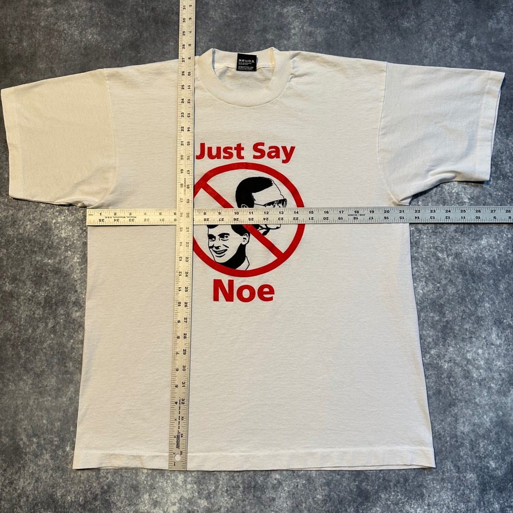 Vintage George Bush Dan Quayle Just Say Noe Graphic‎ T Shirt Men's XL White - Picture 5 of 7